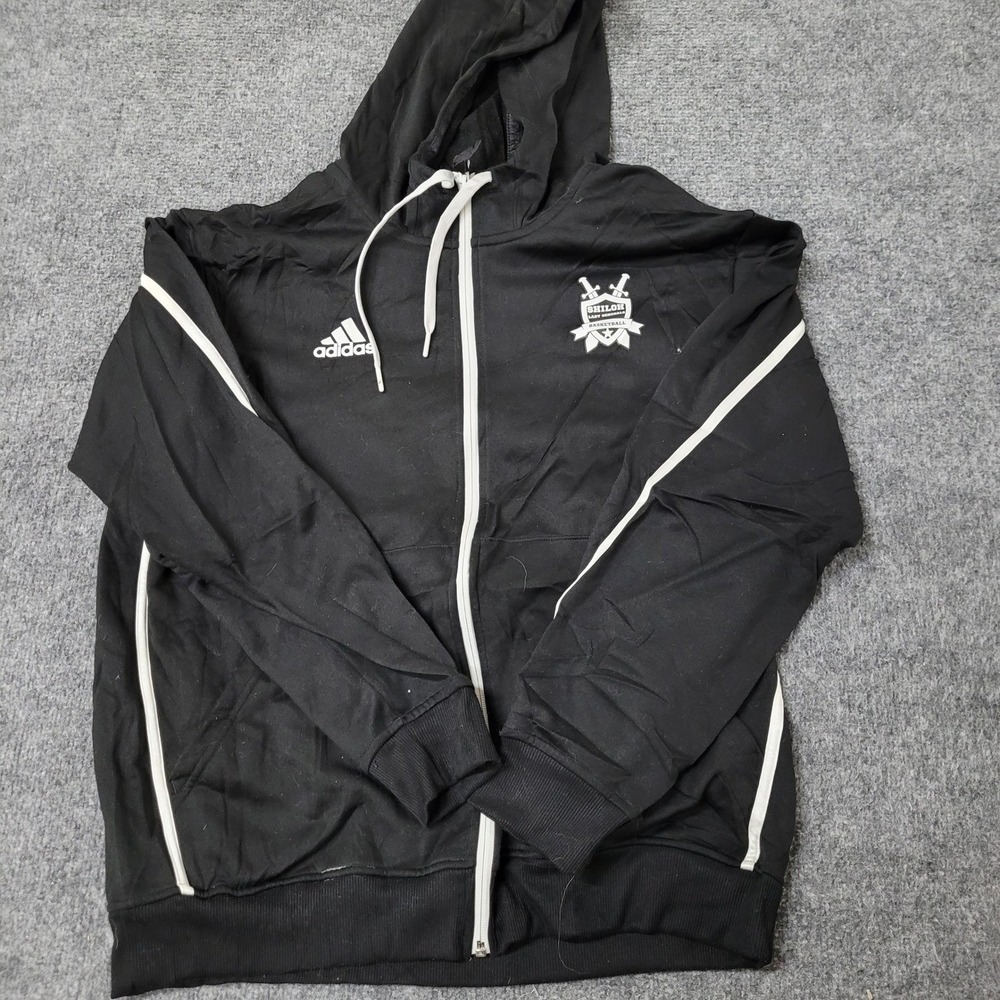 Adidas Hoodie Womens Size L Black Shiloh Basketball Full Zip Athletic Jacket